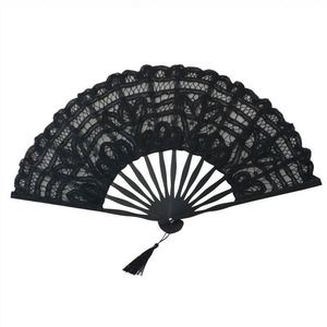 Abanico Plegable de Bambú Hecho a Mano de 23 cm, Abanico Personalizado para Novia de Boda, Abanico Español Bordado con Encaje, Ángel Tallado, Flor, Amor, Abanico Portátil - Product Image 2
