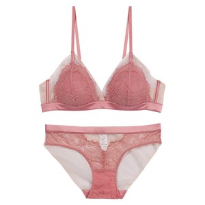 New Sexy Lace Underwear Women's Steel Free Bra Set <b>Thin</b> Cotton Triangle Cup Bra - Product Image 2