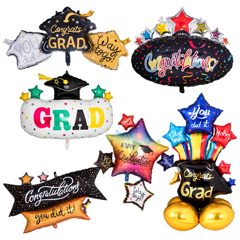 Nieuw Model College Grad Felicitaties Trofee Folie Ballonnen Graduado De Globos Voor Afstudeerfeest Decoratie Ballon