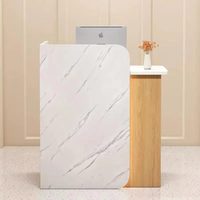 Petit comptoir d'accueil, design moderne et minimaliste, trois tailles, plusieurs couleurs, comptoir de caisse écologique et durable, éclairage LED.