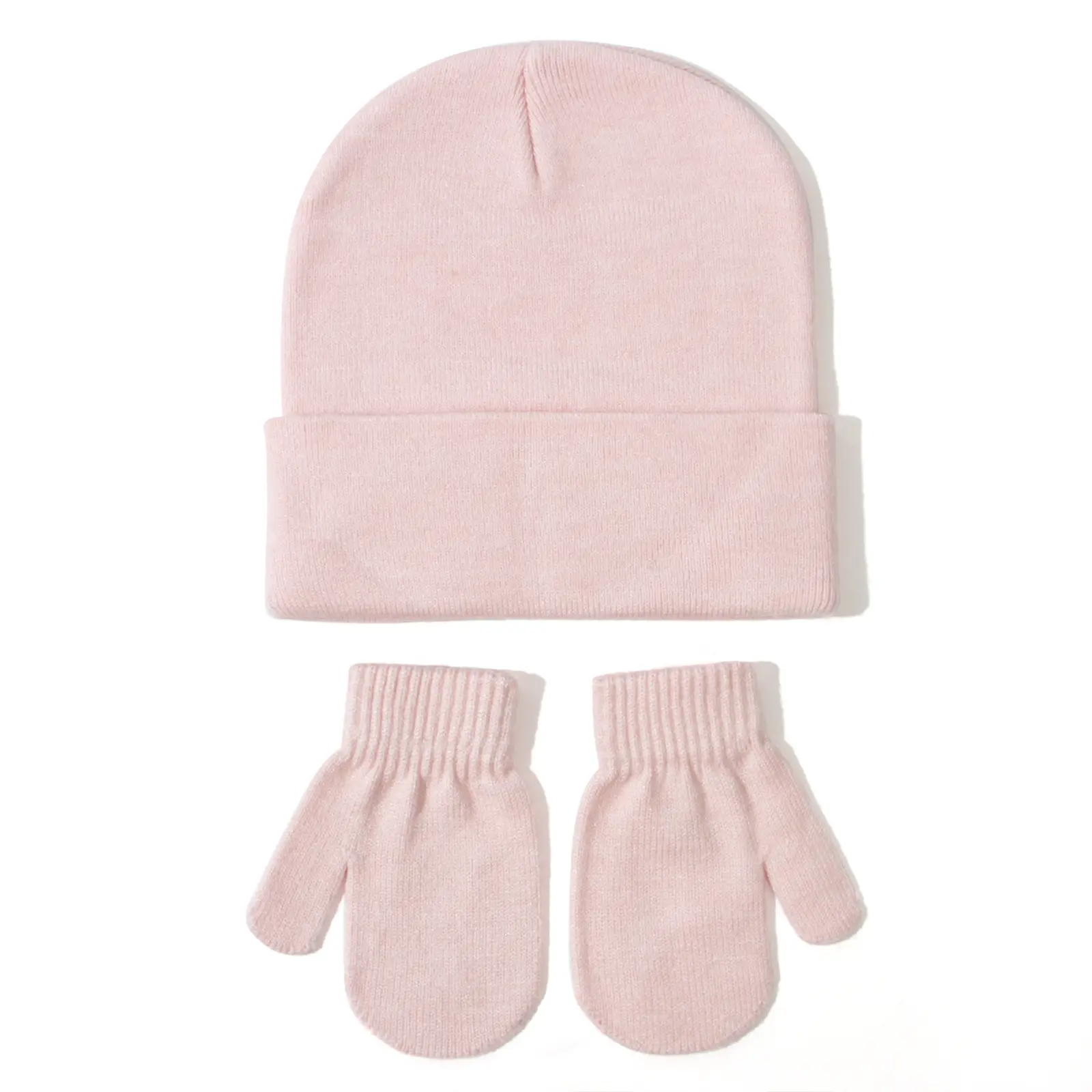 Set di guanti per cappelli lavorati a maglia per bambini cappello Pullover in lana per bambini nuovi in tinta unita