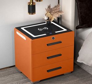 <span class=keywords><strong>Table</strong></span> <span class=keywords><strong>de</strong></span> <span class=keywords><strong>chevet</strong></span> LED grise moderne avec serrure à empreintes digitales <span class=keywords><strong>Table</strong></span> <span class=keywords><strong>de</strong></span> <span class=keywords><strong>chevet</strong></span> intelligente en bois massif Chargement sans fil pour chambre ou appartement - Product Image 3