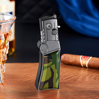 Briquet à cigares multifonctionnel pour l'extérieur Briquet à feu unique en métal coupe-vent Couteau pliant Briquet à fonction de camping