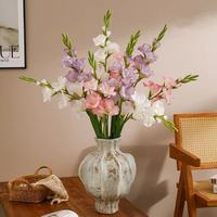 Fleur artificielle en soie à 5 têtes, orchidée, décoration pour la Journée de la Terre, fleur à tige unique, orchidée en soie artificielle, vente en gros