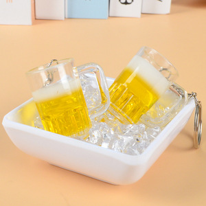 Porte-clés en forme de chope à bière, mini bol en acrylique simulé, accessoires de jeu alimentaire faits à la main, imprimés UV, transparents, mignons, pour la publicité - Product Image 4