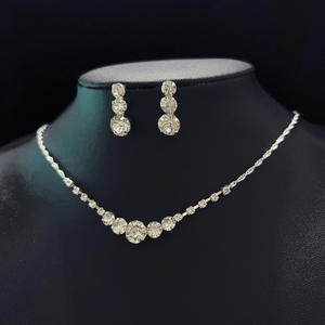 Kadın gümüş gelin düğün takısı Set Rhinestone kristal kolye damla küpe bağlantı bileklik bilezik gelinler için balo - Product Image 5