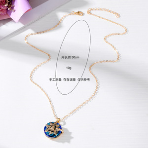 Evil Eye Alloy Necklace Blue Crystal Sweater Chain Women Clavicle Jewelry Gift Geometric <b>Star</b> <b>Design</b> Zinc Alloy Bezel Setting - Product Image 2