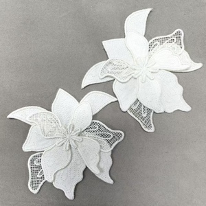 ZSY Lindo Bordado 3D Tecido De Renda Cor Branca <span class=keywords><strong>Chiffon</strong></span> Flor <span class=keywords><strong>Applique</strong></span> Floral <span class=keywords><strong>Patches</strong></span> Sew-On Patch - Product Image 3