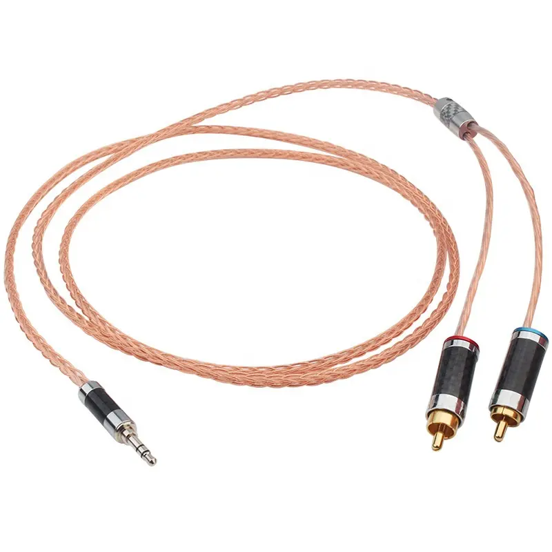 Kabel Audio RCA HiFi ponsel komputer Hifi Plug Lotus 2RCA Kualitas demam kelas atas 3.5mm sampai 2RCA