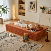 Canapé-lit modulaire en velours côtelé, pliable et portable 2-en-1, idéal pour les locataires de studio