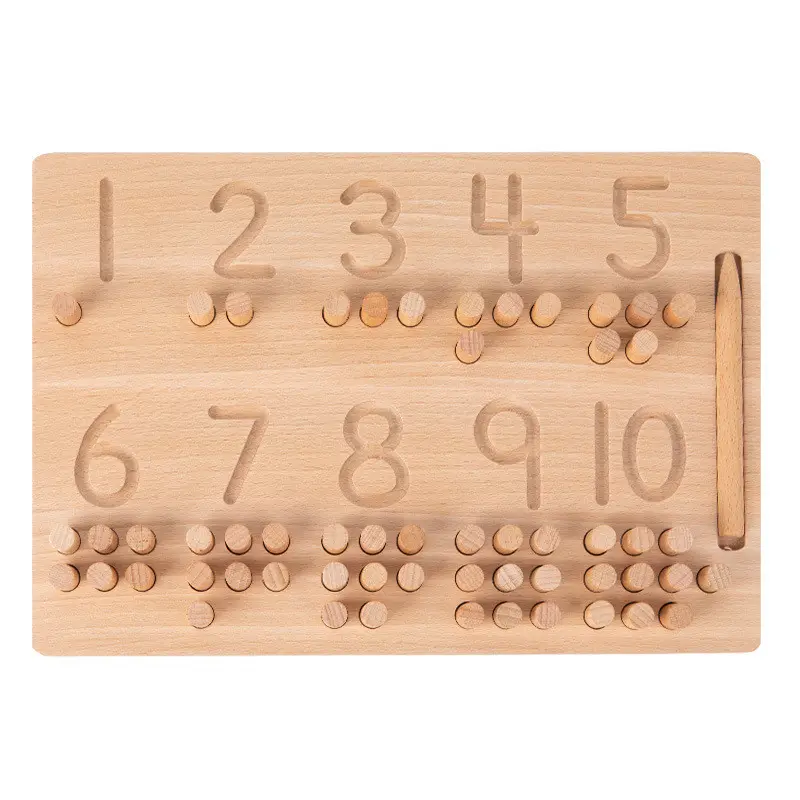 Kindergarten Math and Numbers Wooden Tracing Writing Board Counting Operation Peg Number Board