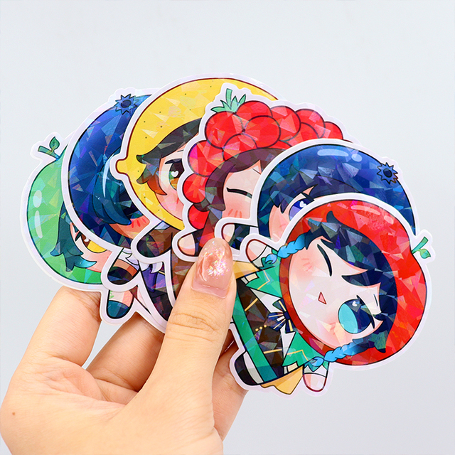 Custom Logo Laptop Sticker Personalized Waterproof Glossy Vinyl Label Sticker Cute Anime Cartoon Die Cut Stickers
