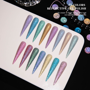 Vente chaude Vendeeni 15 couleurs Collection de vernis à ongles gel disco réfléchissants GRATUIT TPO HEMA OEM/ODM Flash vernis à ongles gel à paillettes de diamant - Product Image 2