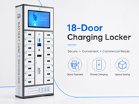 Casier de recharge pour téléphones intelligents à 18 compartiments, assemblé, durable, avec grand écran, recharge sans fil, paiement multi-mode, fixation murale commerciale