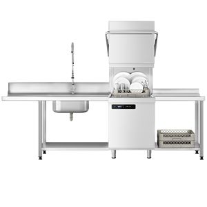 เครื่องล้างจานแบบ Gastro Pass-Through ยี่ห้อ GGM - ระบบดิจิตอล - 7.1 กิโลวัตต์ - รวมอุปกรณ์เสริม โต๊ะป้อนวัสดุด้านซ้าย, โต๊ะรับวัสดุด้านขวา และเครื่องขจัดคราบตะกรัน - พร้อม - Product Image 4