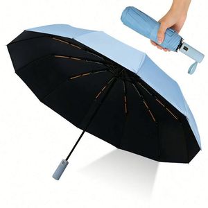 Échantillon gratuit, logo personnalisé, parapluie promotionnel de voyage, 3 plis, pongee, pliable, imperméable, coupe-vent, parapluie automatique avec impression de logo - Product Image 5