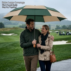 Superior Good Quality extra Large Compact Umbrella air Vented Double Layer High Density Fabric Umbrellas with Wood Handle - Product Image 3