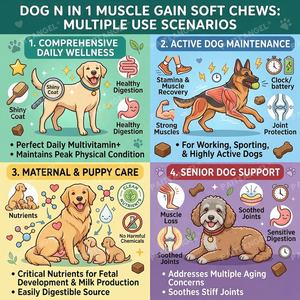 Complément multivitaminé N-en-1 pour chiens, sous marque privée OEM/ODM, pour le gain musculaire, sous forme de friandises molles avec probiotiques et glucosamine, 300g - Product Image 2