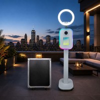 Station de selfie pour mariage, iPad, appareil photo reflex numérique, photomaton portable avec cadre en aluminium et étui de transport