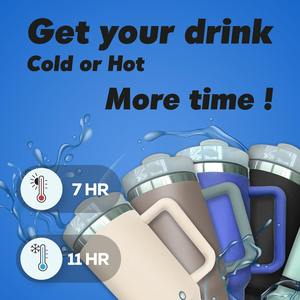 Vaso Térmico de Acero Inoxidable de Doble Pared de 40 oz con Logotipo Personalizado, Recubrimiento Metálico en Polvo, Asa y Pajita - Product Image 5