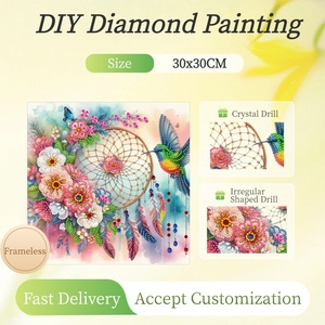 Personnalisé DIY 30*30CM <span class=keywords><strong>Attrape</strong></span>-Rêves Décoration Murale Peinture Diamantée Forme Spéciale 5D Perceuse Cristal Moderne Décoration Maison Peinture Diamantée - Product Image 1