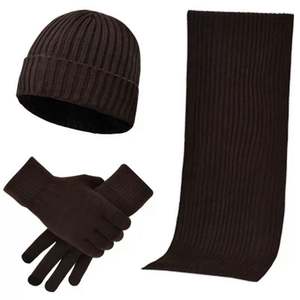 Ensemble bonnet, écharpe et gants tricotés couleur unie avec logo personnalisé – Chaud et tendance pour homme et femme, idéal automne-hiver et activités extérieures - Product Image 5