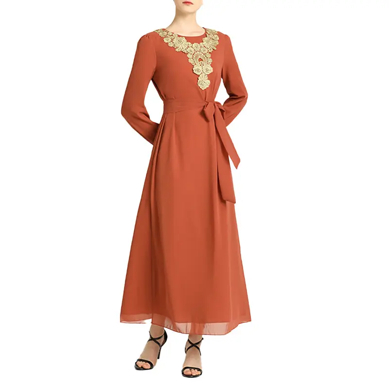 Vestido Maxi Muçulmano OEM para Mulheres Abaya Turco Marroquino Caftan Vestidos Robe Jilbab Roupas Islâmicas Dubai Eid Mubarak Diel