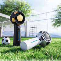 Tragbarer Fußball-Fan-Geschenkventilator, Akku 1800mAh, stufenlos, 100 Geschwindigkeitsstufen, großer Wind, digitale Anzeige, Fußball-Handventilator, Taschenventilator