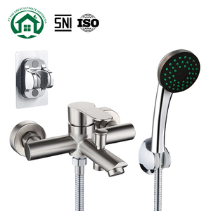 Pano.V Wholesale 304 Stainless Steel Simple Shower Suit Surface <b>Mounted</b> Household Triple Faucet with Soft <b>Spray</b> Mixing Valve - Product Image 1