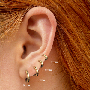 Nouvelles boucles d'oreilles créoles minimalistes en argent sterling 925 avec diamants CZ ronds de 5 mm, 6 mm, 7 mm, 8 mm, 9 mm pour femmes - Product Image 6