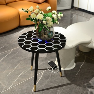 Modern Style Interactive RGB LED Touch-Sensitive Dining Table With Glass River Design and Customization Options JQ-SM052 Led Lig - Product Image 2