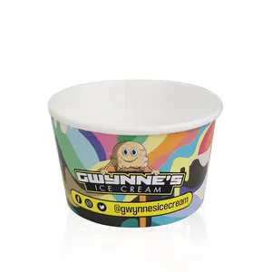 Papel para Helados <span class=keywords><strong>2021</strong></span>, Listo para Enviar, Logotipo Personalizado Impreso, Adhesivo Personalizado, Vaso de Papel para Helados de 6oz y 16oz - Product Image 1