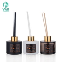 YAN Packaging Flacon vide de luxe à épaule plate, noir mat et blanc, 120 ml, avec bouchon à vis, pour diffuseur de parfum d'ambiance à bâtonnets
