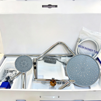 Système de douche multifonction en laiton chromé haute pression avec pommeau de douche pluie et douchette à main pour salle de bain et hôtel