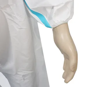 Combinaison de sécurité blanche Junlong SF pour l'industrie pétrolière, gazière et minière, type 5/6 approuvé, certifié ISO13485, <span class=keywords><strong>film</strong></span> microporeux jetable en PE - Product Image 3