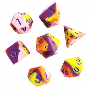 Juego de dados de arcoíris de silicona para mazmorras, dragones, Dnd Coc, juegos de mesa, tallado personalizado, Trpg Cthulhu, 7 tabletas - Product Image 1