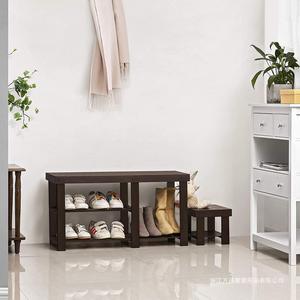 <b>Bamboo</b> 3 Tier Shoe Rack With <b>Stool</b> Contemporary Design Heavy Duty Storage Bench For Living Room Furniture - Product Image 2