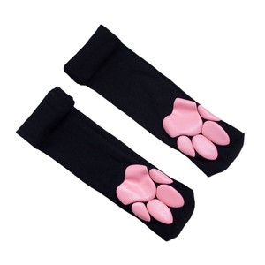 Chaussettes sexy rouges fines en <span class=keywords><strong>nylon</strong></span> noir respirant pour l'été, au-dessus du genou, motif griffe de chat, mignonnes et tendance - Product Image 5