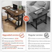 Bureau d'ordinateur portable mobile réglable en hauteur avec roulettes, table d'ordinateur roulante pour lit avec rangement pour le bureau à domicile