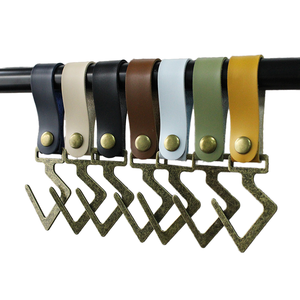 Leather Hook Hangers With Metal Clips Multi Color <b>Camping</b> Outdoor Storage Hooks For Clothes Drying And <b>Kitchen</b> Use - Product Image 1
