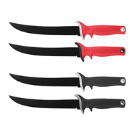 Couteaux à filet flexibles 7 ''9'' avec revêtement antiadhésif noir gaine en nylon moulé parfait pour la pêche et la chasse en eau salée