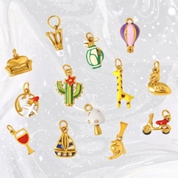 Pendentif en acier inoxydable Olivia plaqué or 18 carats, motif dauphin, girafe, oie, charme tendance, badminton, moto, ballon, pour la création de bijoux DIY