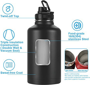 Botella de <span class=keywords><strong>Agua</strong></span> Deportiva de Gran Capacidad, Personalizada, de 64 oz, de Acero Inoxidable, Aislada, Ecológica, con Asa y Doble Pared - Product Image 4