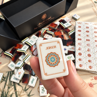 Mahjong en acrylique brillant 4 couches motif écaille de tortue, Mahjong américain « Dynastie Reverie » Art Oriental avec boîte cadeau noire, OEM disponible