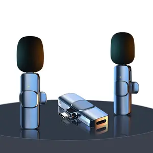 K9 k8 2.4G tipo-c Auto-sincronizza Clip-on senza fili Lavalier microfono risvolto Usb c MIC per presa del telefono 2 Micro