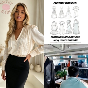 Chemisier Chic et Élégant Personnalisable pour Femme, Col en V, Plissé, Manches Longues Bouffantes, Coupe Ample, Idéal pour le Bureau, les Rendez-vous, les Soirées et le Quotidien - Product Image 1