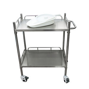 Meubles hospitaliers Table à roulettes MY-R052A-B1 Instrument de table en acier inoxydable <span class=keywords><strong>2</strong></span> <span class=keywords><strong>plateaux</strong></span> pour clinique - Product Image 1