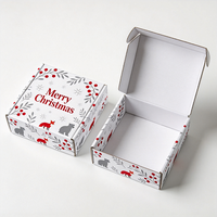Boîte de Noël personnalisée avec impression numérique d'animaux de la forêt, design gratuit, production en 72h, boîte d'expédition en carton imperméable