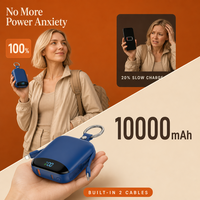 Powerbank 10000mAh Smartwatch Kabelloses Laden 2 Eingebaute Kabel Quadratischer Zinklegierungsring PD20W Reise Großhandel