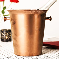 Seau à glace moderne en acier inoxydable argenté rond portable de 5 L pour boissons, refroidisseur à vin, seau à bière, champagne